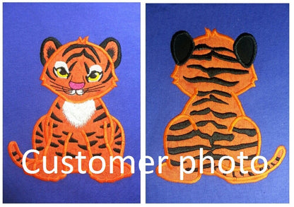 Tiger front and back machine embroidery applique designs