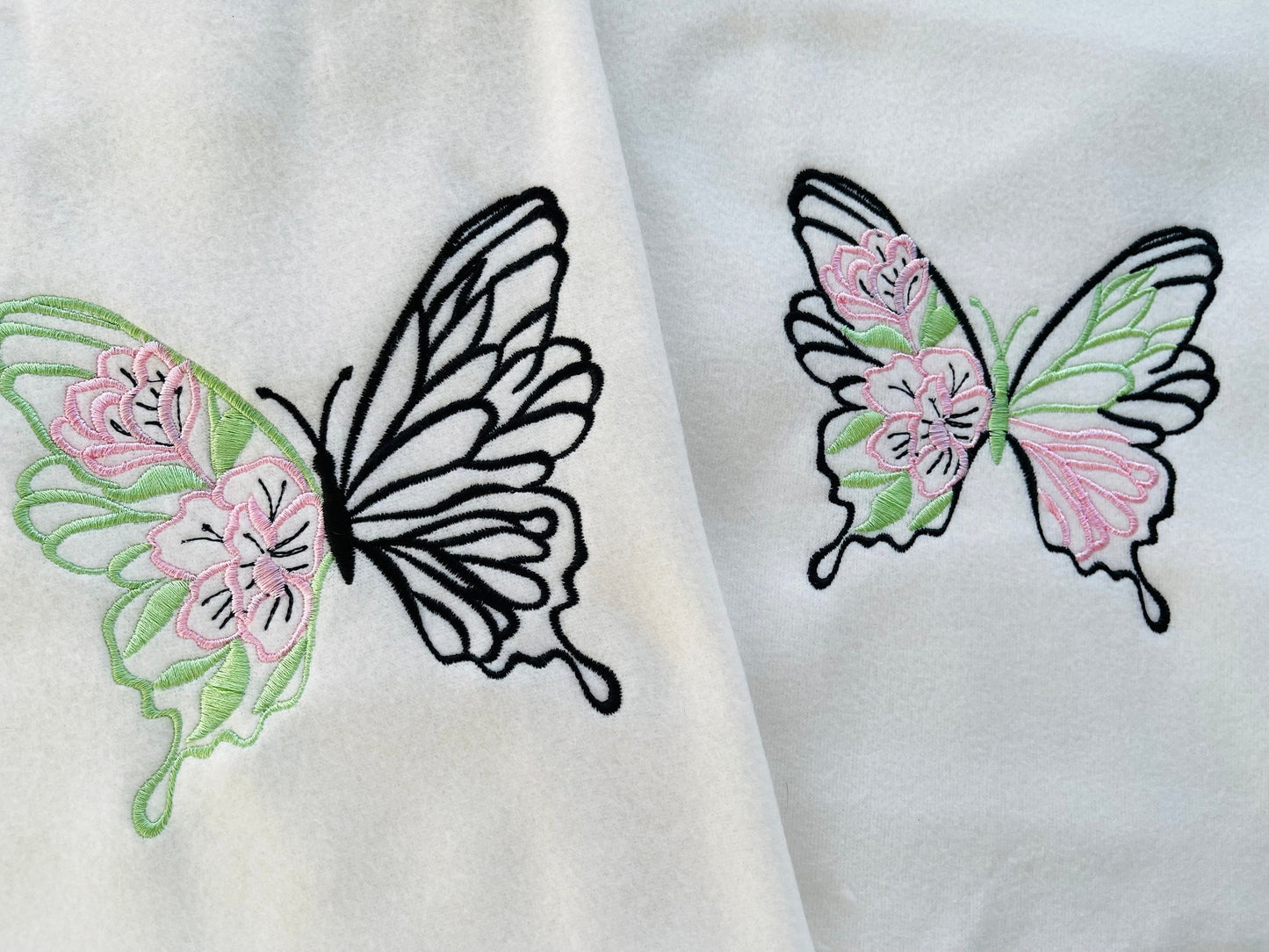 Floral Half Butterfly Outline Set of 2