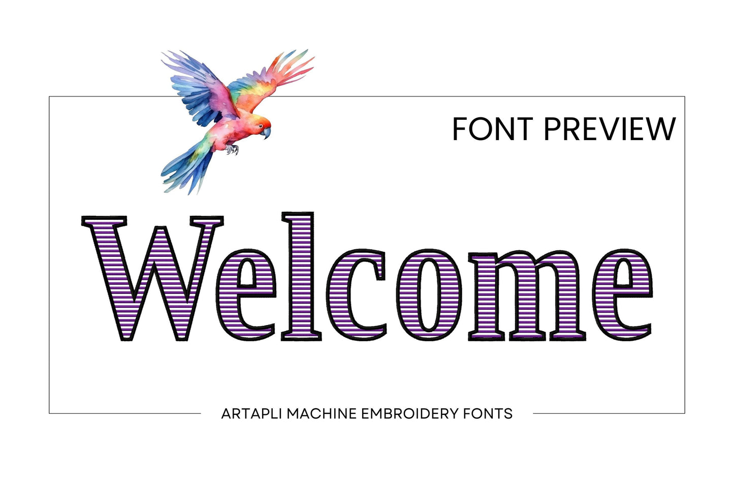 Block Striped Font Satin Stitch