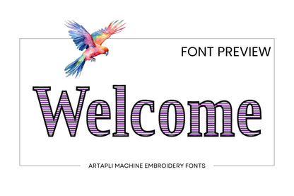 Block Striped Font Satin Stitch