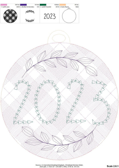 Gingham Plaid Patterned Christmas Tree Ornament Set