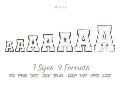 Large 2-Layers Applique Zig Zag Outline Font