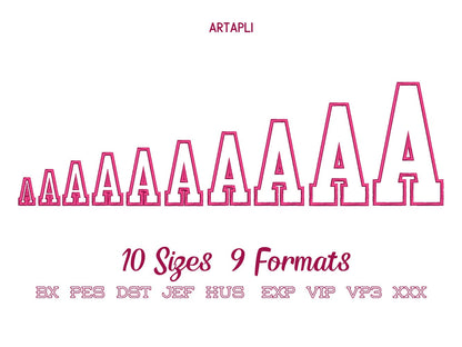 Narrow Varsity Athletic Sport Font Applique