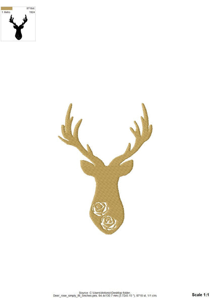 Buck Deer Embossed Flowers