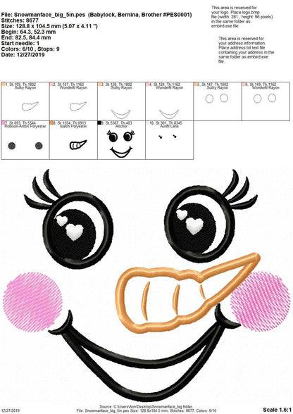 Snowman Doll Face with Carrot Nose