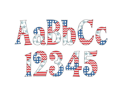 Patchwork American Flag Patterned Font