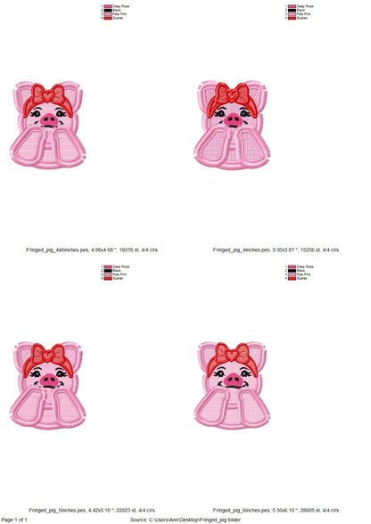 Cute Little Fringed Pig Piggie Piggy