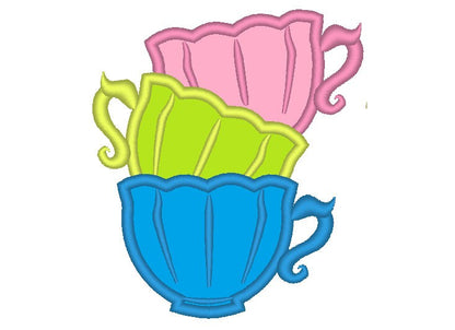Stacked Teacups Applique