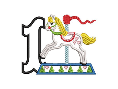 Carousel Rearing Horse Birthday Numbers