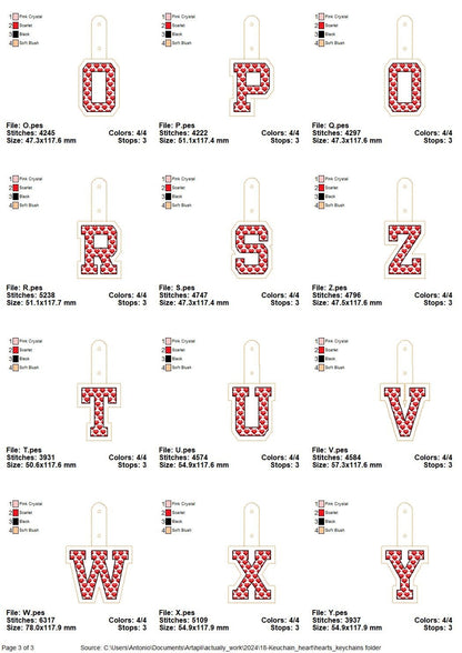 Heart Patterned Monogram Keychain