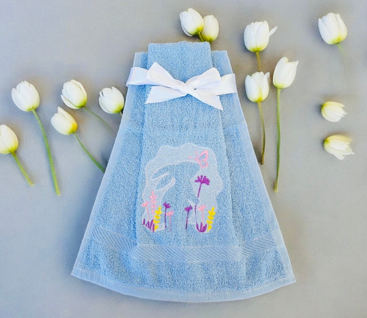 Embossed Floral Bunny