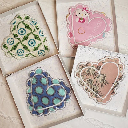 Wednesday dark style dolly old fashioned Valentine Heart Applique