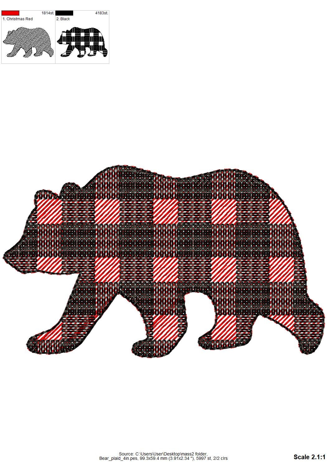 Gingham Plaid Bear Silhouette