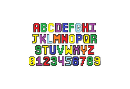 Gamer Pixel Block Font Applique