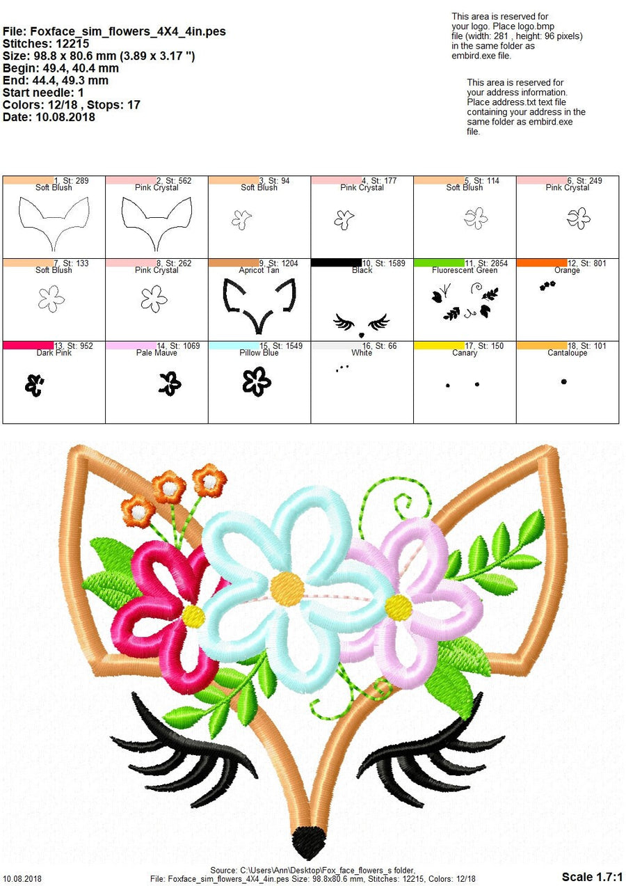 Pretty Eyes Fox Face Applique