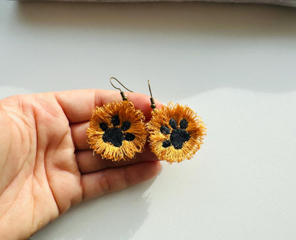 Fringed Puppy Paw Earrings FSL