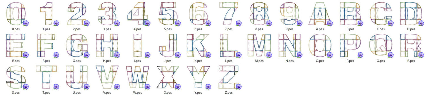 Classic Grid Patchwork Font with Rag Edges Applique