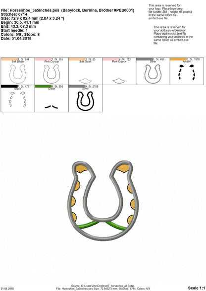 Tattoo horseshoe machine embroidery applique embroidery designs set 4