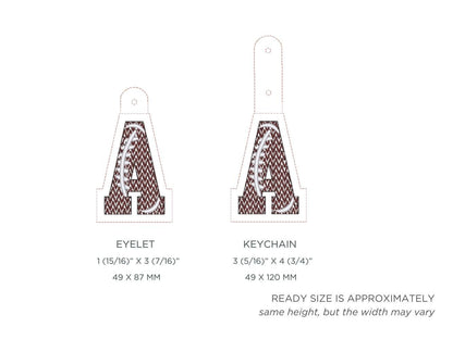 Knit stitch effect Football Eyelet and Key Fob Snap Tab Block sport