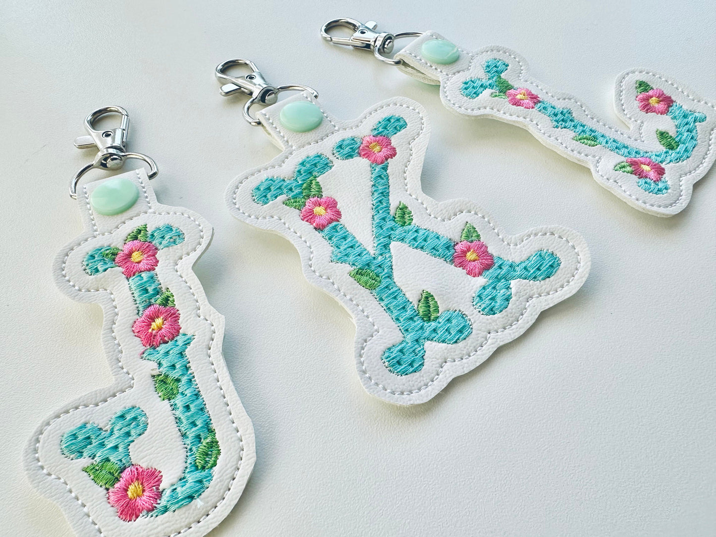 Small flower western cowboy Monogram keychain and eyelet gift tag