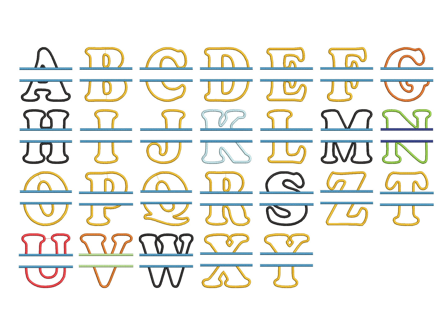 Split Monogram Applique and mini Font Set