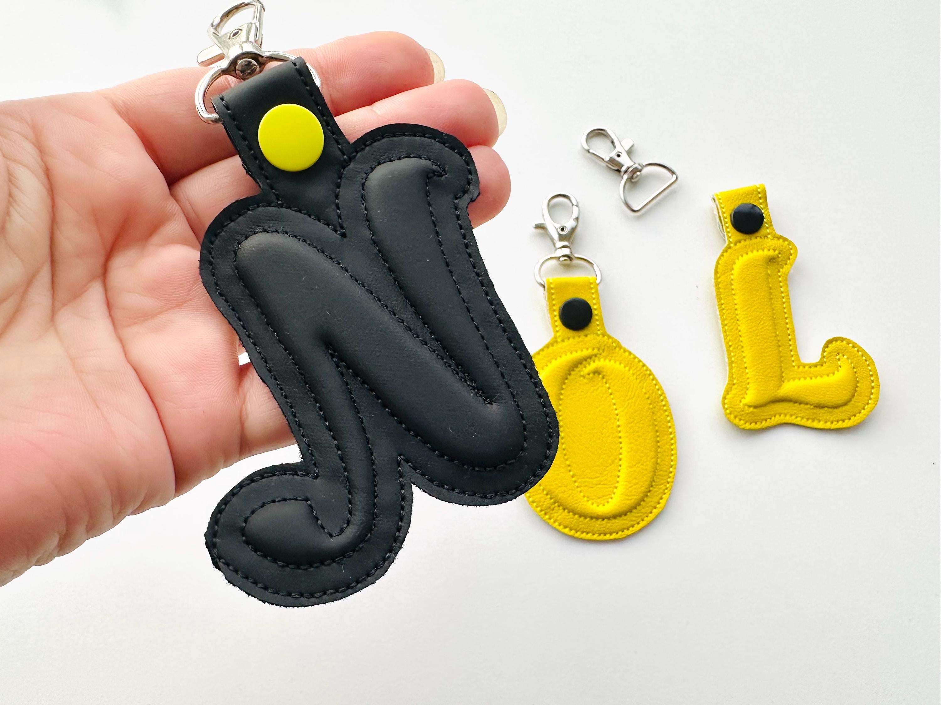 Puffy foam key fob snap tab monogram A-Z alphabet letters simply in the ...