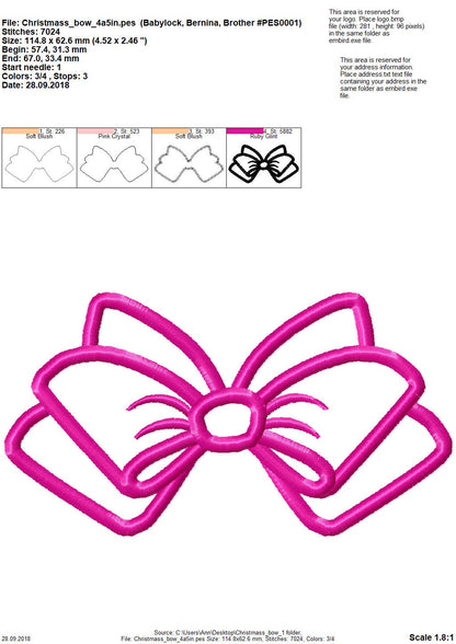 Christmas BOW machine embroidery applique designs, many sizes