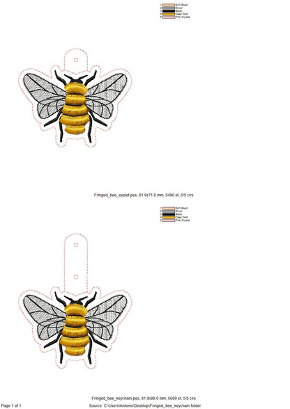 Fringed Bee Honeybee Keychain