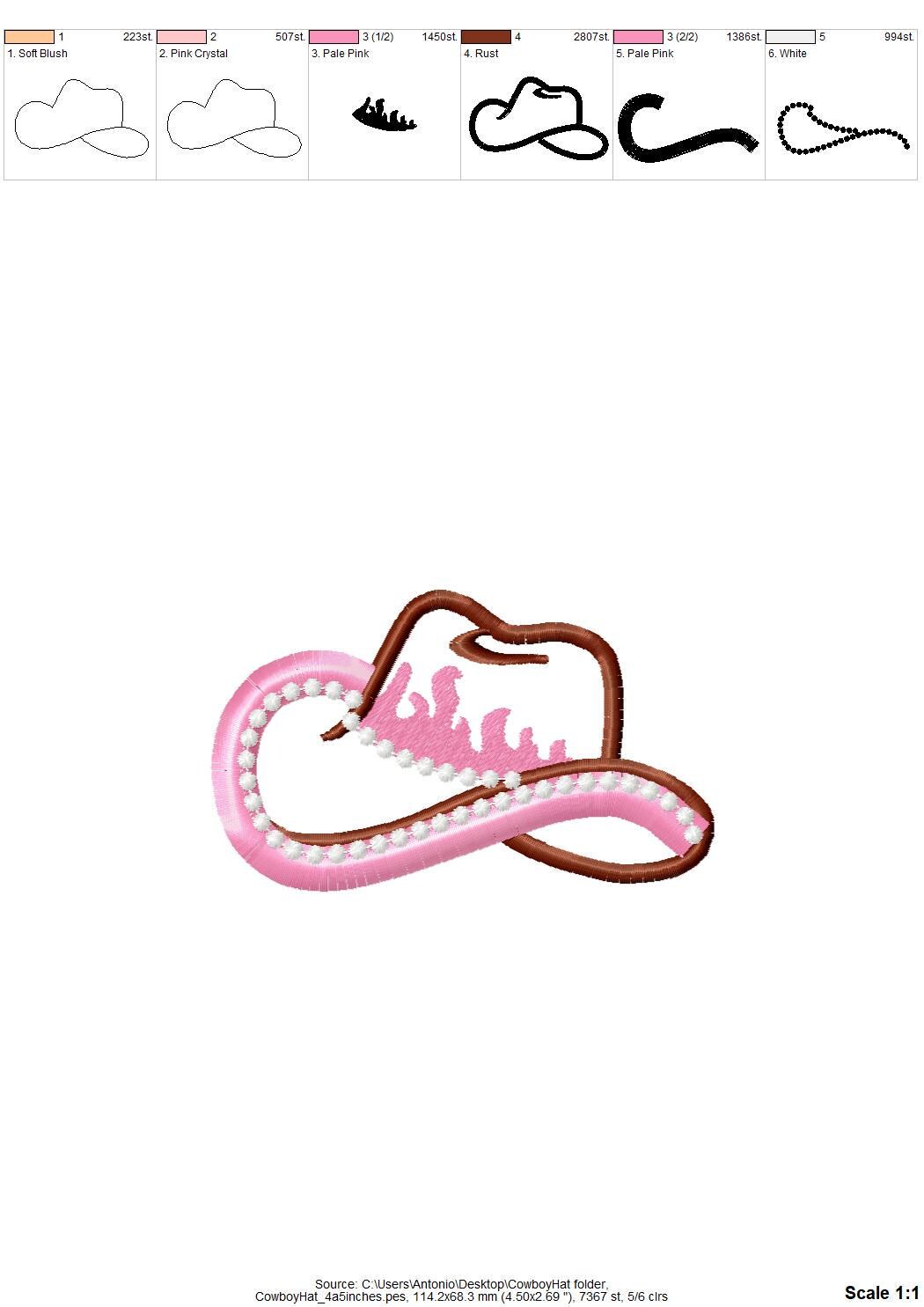 Pretty Cowgirl Cowboy Boots And Hat Applique