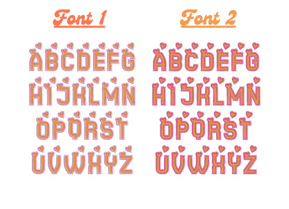 Heart Monogram FONT fill stitch and satin outline alphabet SET of 2