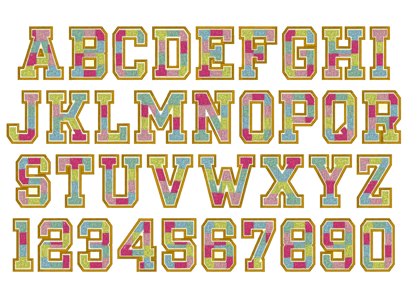 Faux Chenille Varsity Collegiate Font