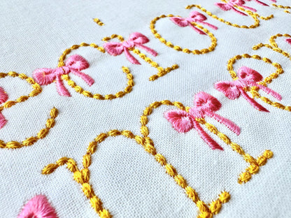 Hand Stitch Effect Font with Bow