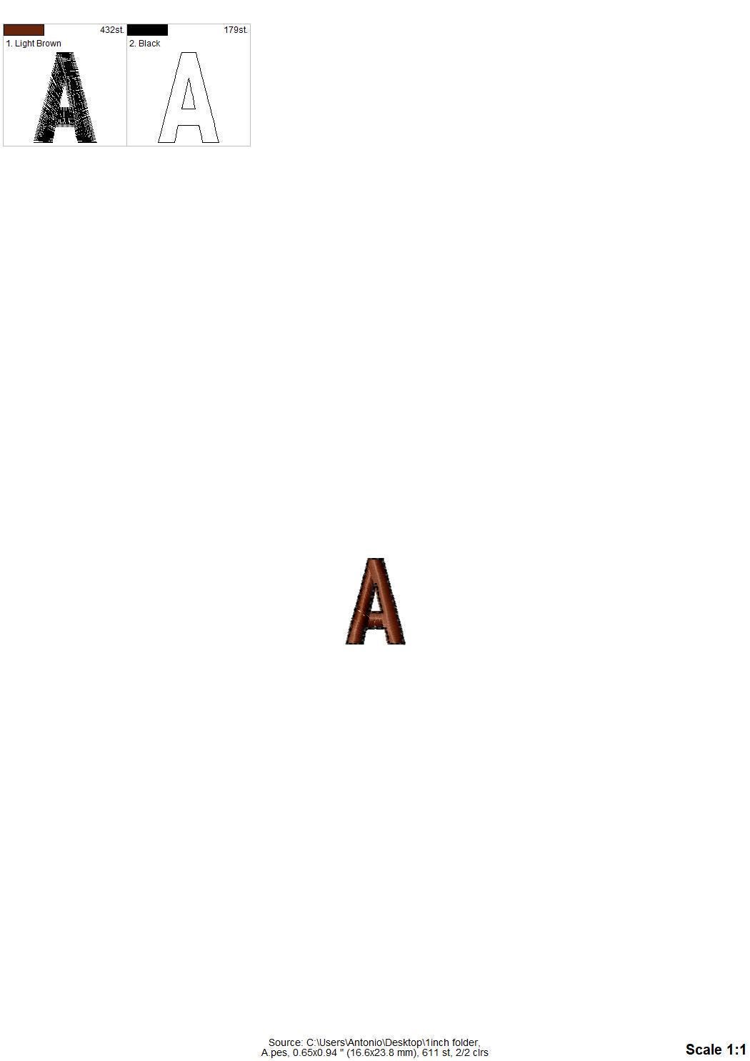 Mini Block FONT satin stitch and outline alphabet uppercase and