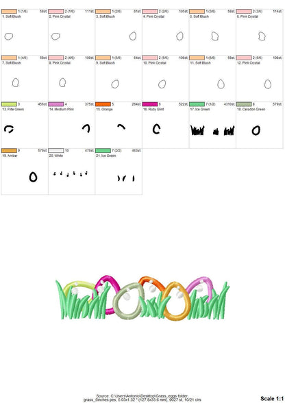 Tiny Eggs in grass Applique machine embroidery designs for hoop 4x4 and