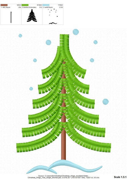 Fringed Christmas Tree Single Tree with Snow