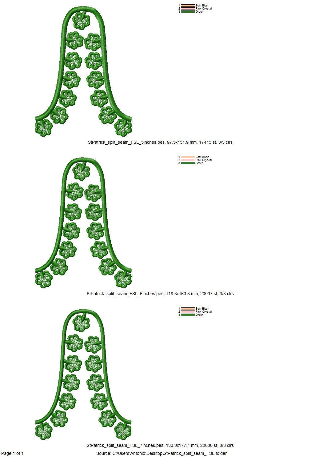 Shamrock Clover FSL Split Side Seam