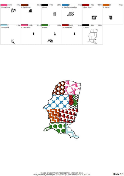 Patchwork USA States patterned US outline silhouette United States of