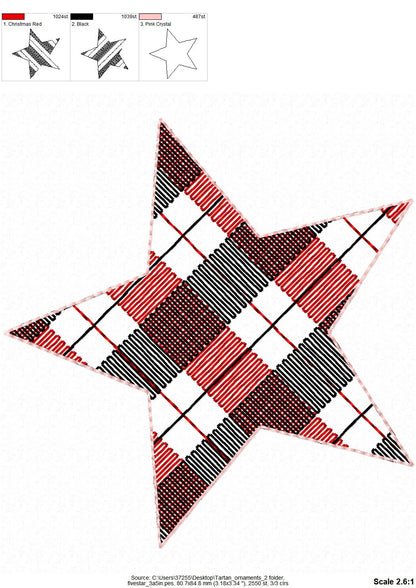 Gingham Plaid Christmas Tree Ornaments ITH