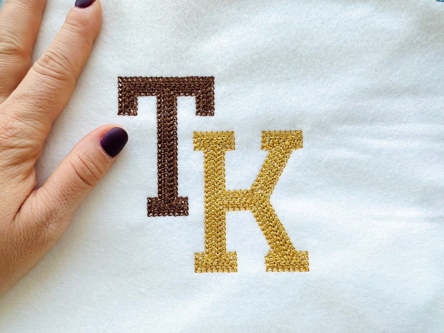 Chain Hand Stitch Effect Varsity Collegiate Font