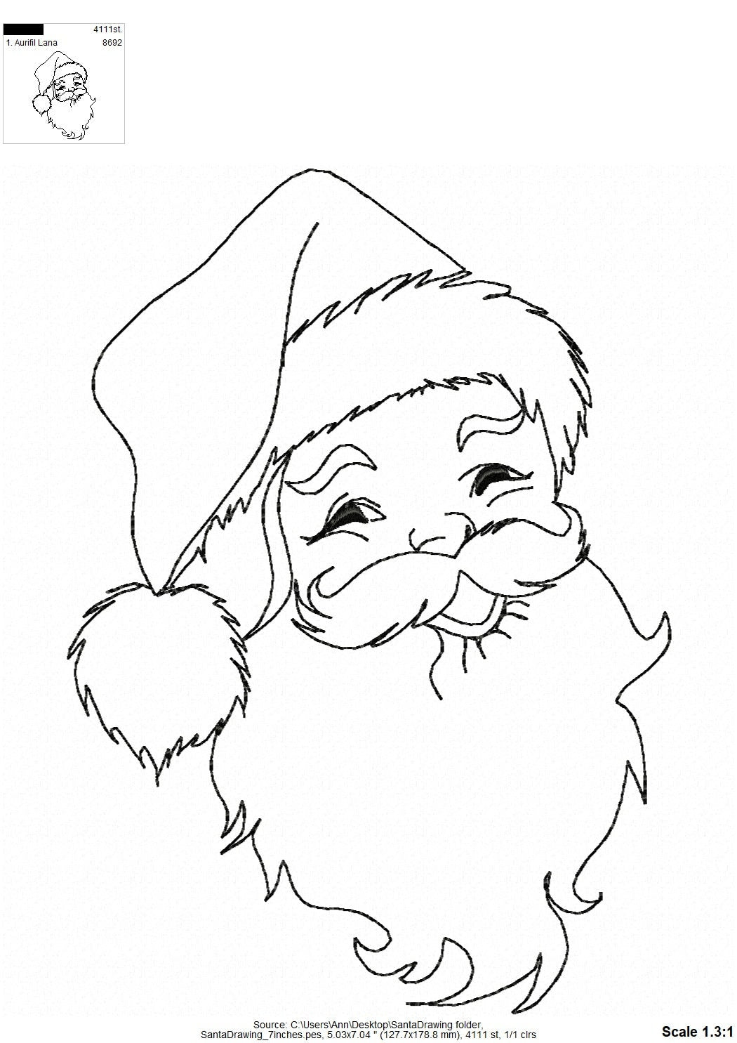 Quick Light Stitch Santa Claus Outline