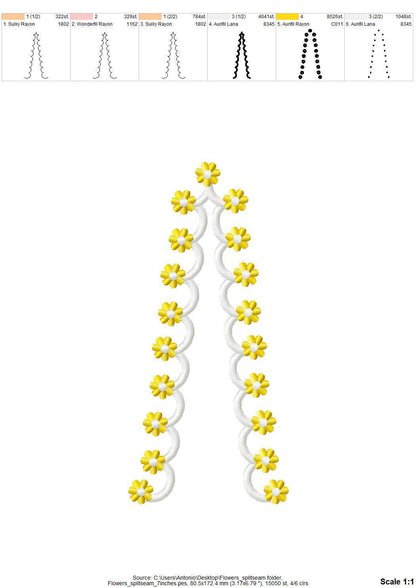 Floral Scalloped Edge Split Side Seam