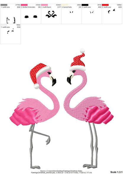 Fringed Christmas Flamingo 2 in a row