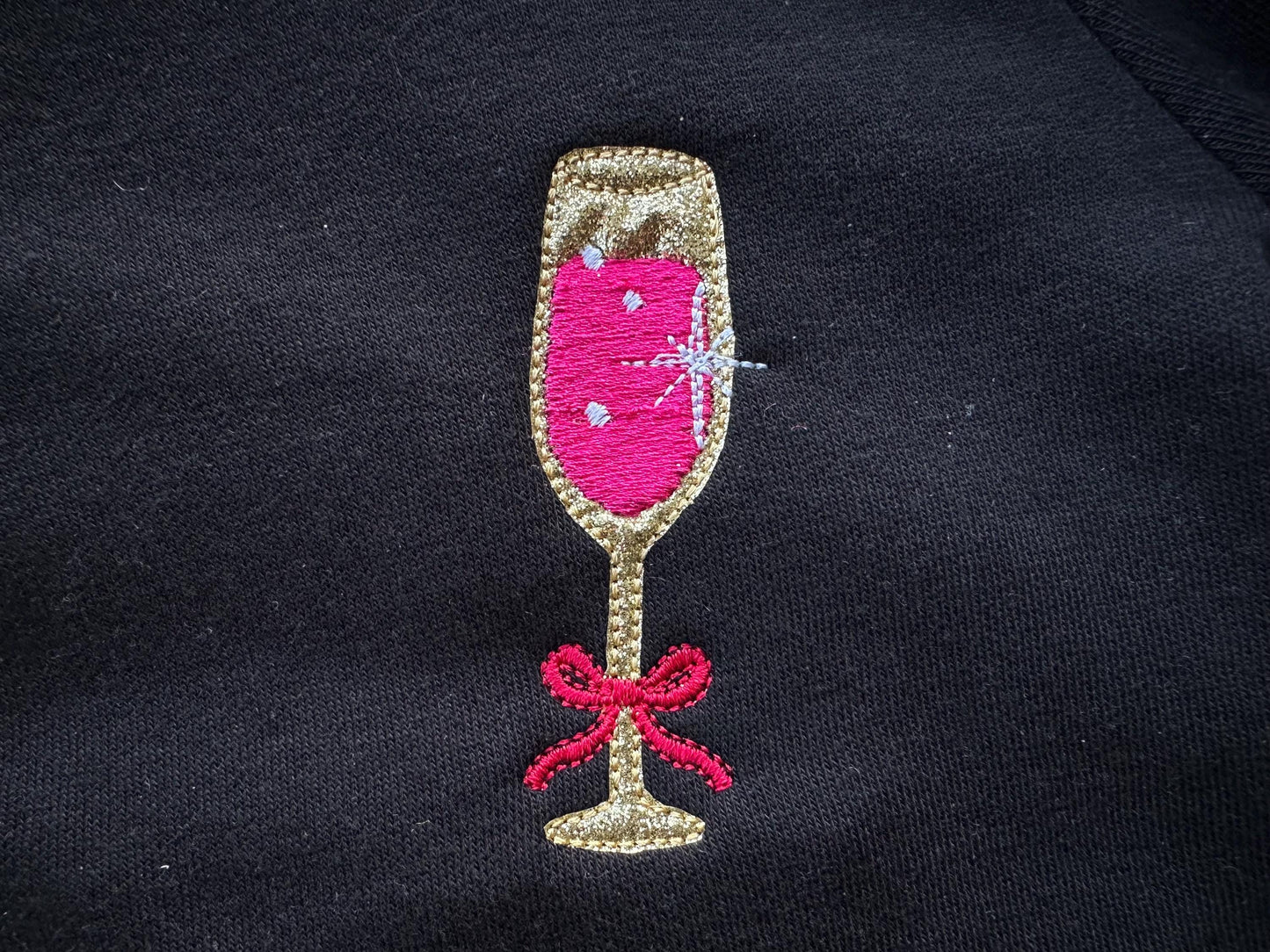 Sparkling Wine Cocktail Drink in glass HTV Glitter vinyl Applique