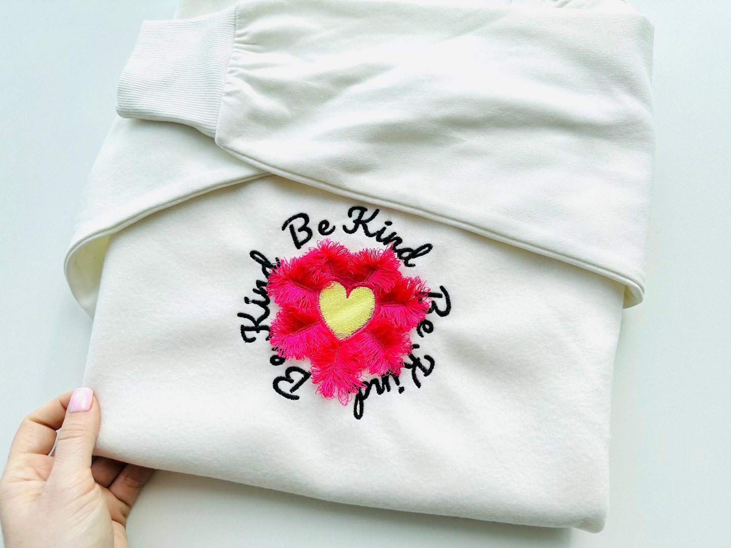 Saying Be Kind with Fringed Heart