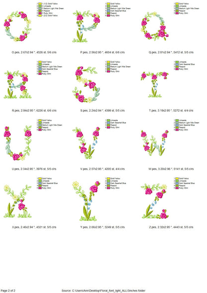 Light Stitch Summer Floral Font