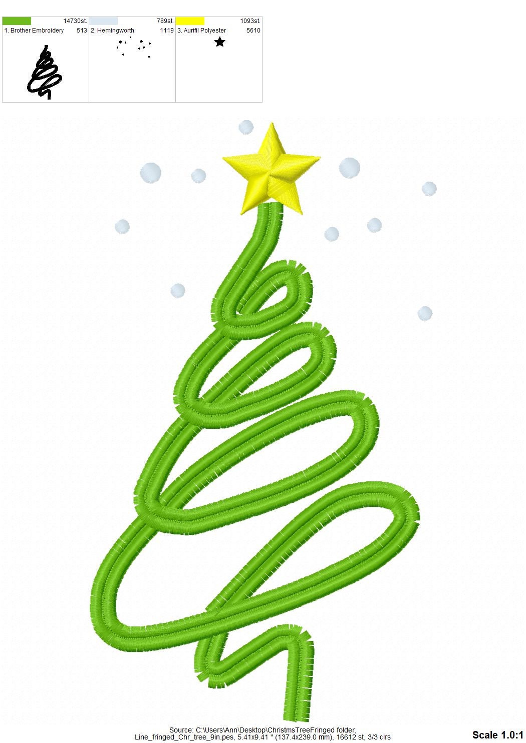 Swirl Curl Fringed Christmas Tree