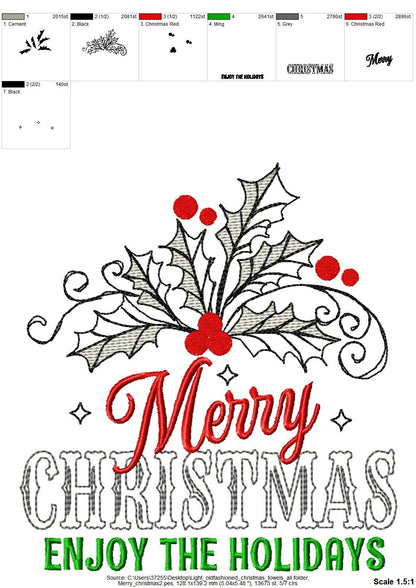 Merry Christmas Holly Flower