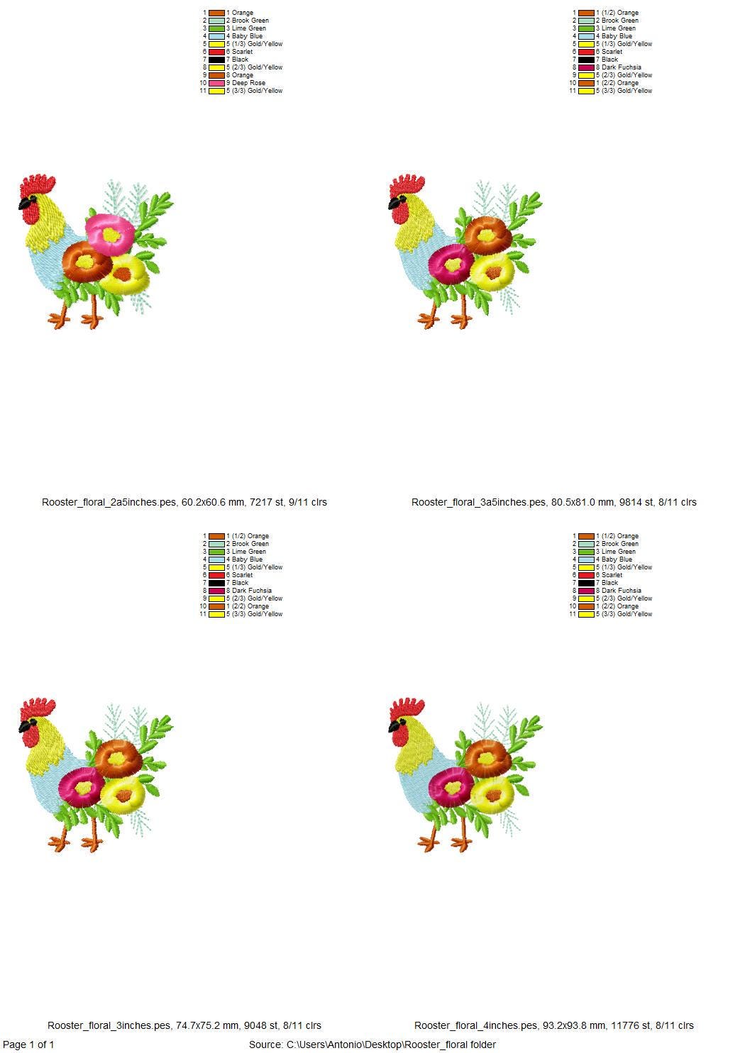 Mini Rooster Floral Fringed Tail