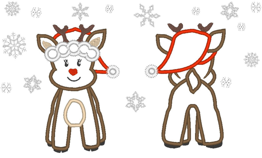 Christmas Reindeer Rudolph front and back, rear view, machine