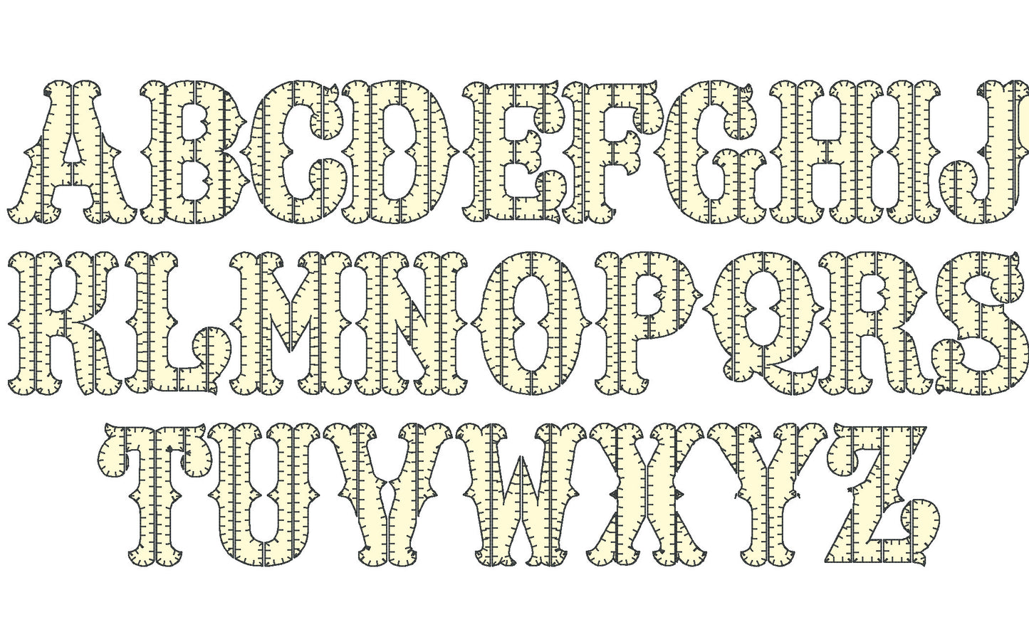 Patchwork Rag Edges Applique Font